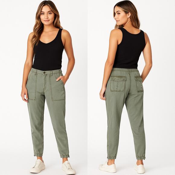 Young Fabulous & Broke Jogger Pants | Army Green Utility Studded | Size M - Picture 1 of 10